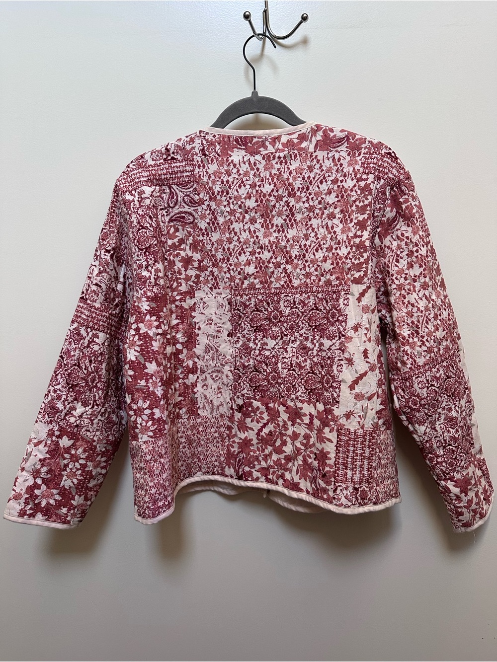 Como Vintage Bohemian Pink Floral Quilted Cotton Jacket - Picture 6 of 7